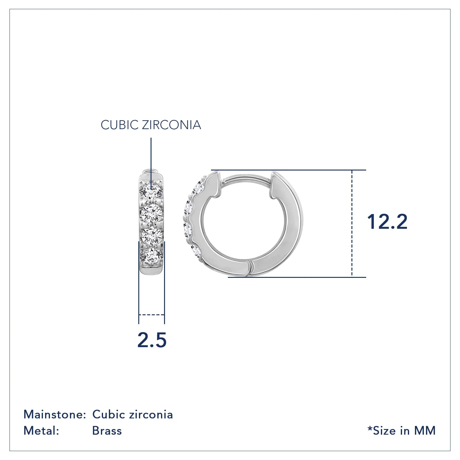 Zirconia Pave Hoop Earrings